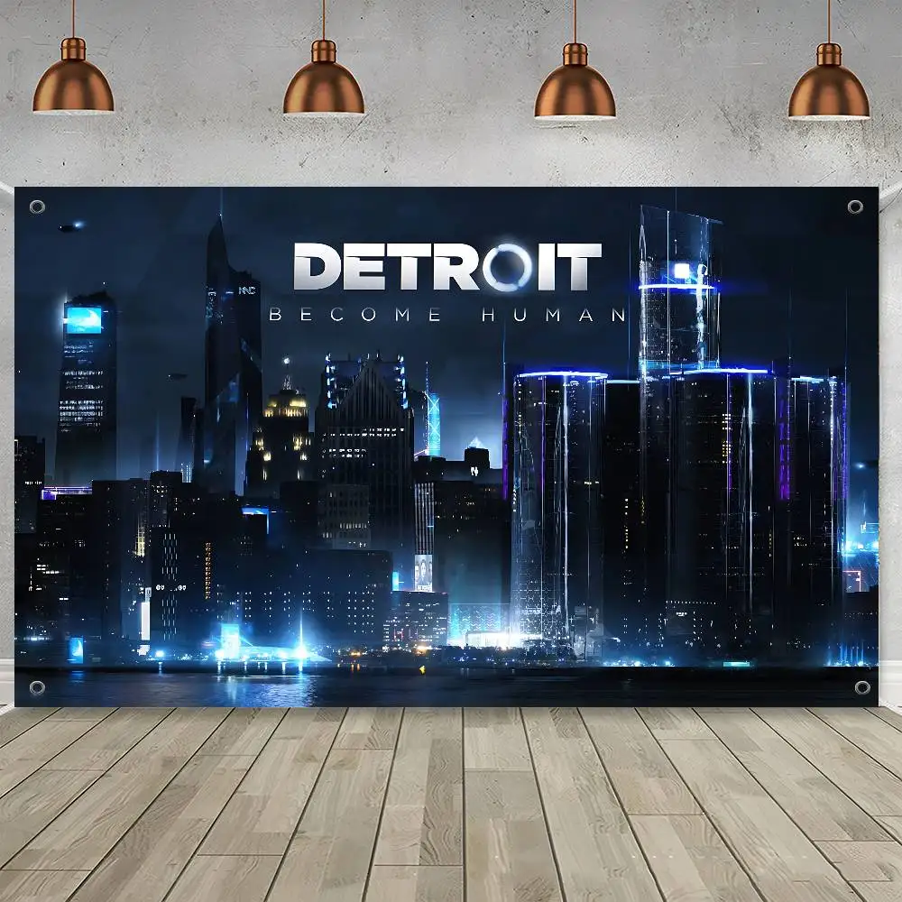 RPG Game D-Detroit B-Become H-Human Printed Large Flag Art Science Fiction Room Home Decor Decor Banner