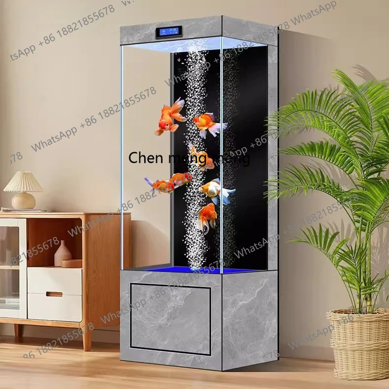 

Living room household floor vertical ecological aquarium high definition glass water-free goldfish tank