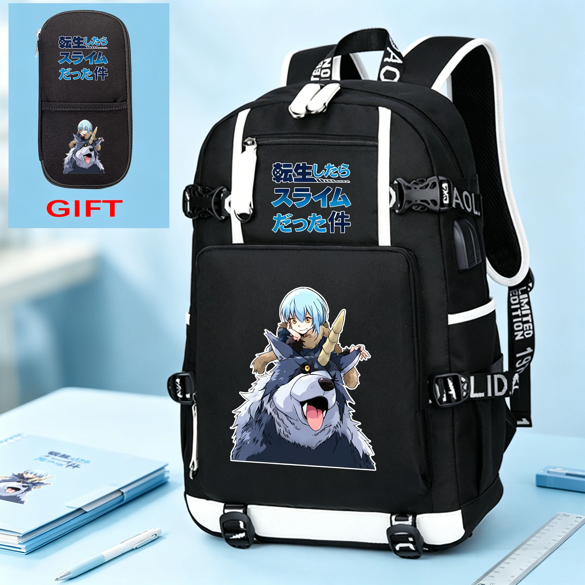 

Рюкзак «Тот раз, когда я переродился в слайма» в стиле аниме, милый школьный рюкзак для подростков, легкий рюкзак из оксфордской ткани для ноутбука и книг