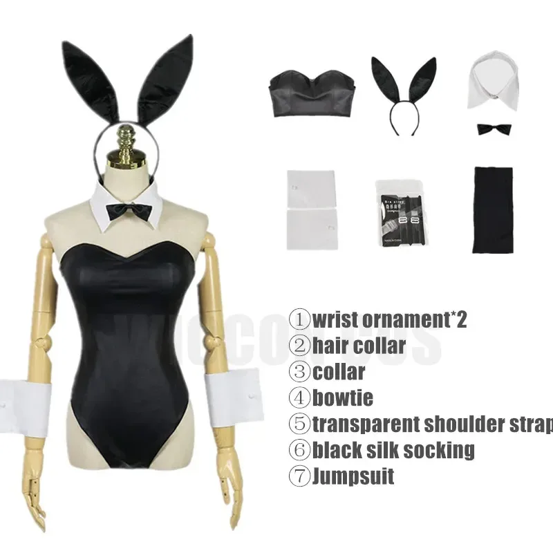 Sagakaijmai costume cosplay per ragazze Halloween donna Tuta sexy nera rasicale non sogna coniglietta senpai cos