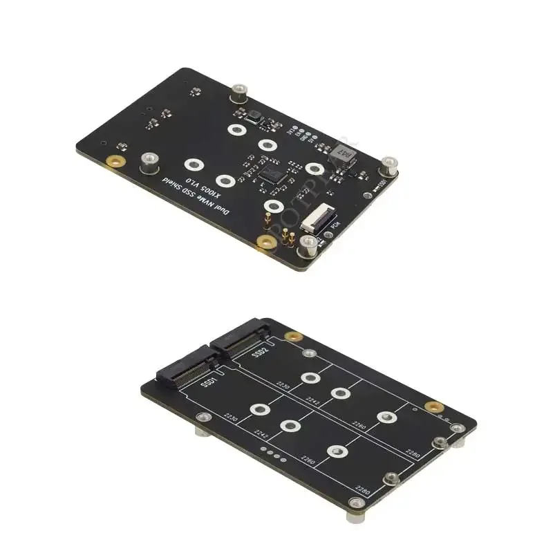 

Плата адаптера Raspberry Pi 5 X1005 PCIe to M.2 NVMe Dual SSD HAT Pi5 Double 2230/2242/2260/2280