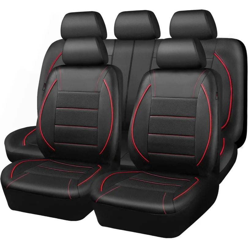 

Universal Leather Car Seat Covers Simple Style Breathable 5 Seat Car Seat Cover