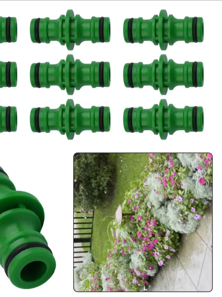 10 Pcs Hose Pipe Connector Double Male Plastic Quick Fix Click On Rubber O Ring Garden Watering Hose ABS Quick Connector