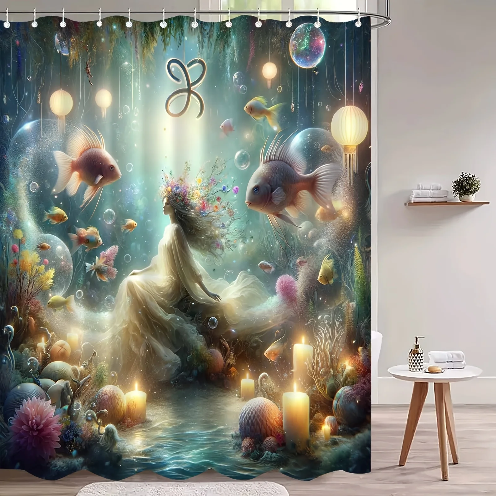 

Водонепроницаемая занавеска для душа с принтом русалки и рыбы для ванной комнаты, волшебный подводный дизайн, высококачественная занавеска для туалетной перегородки