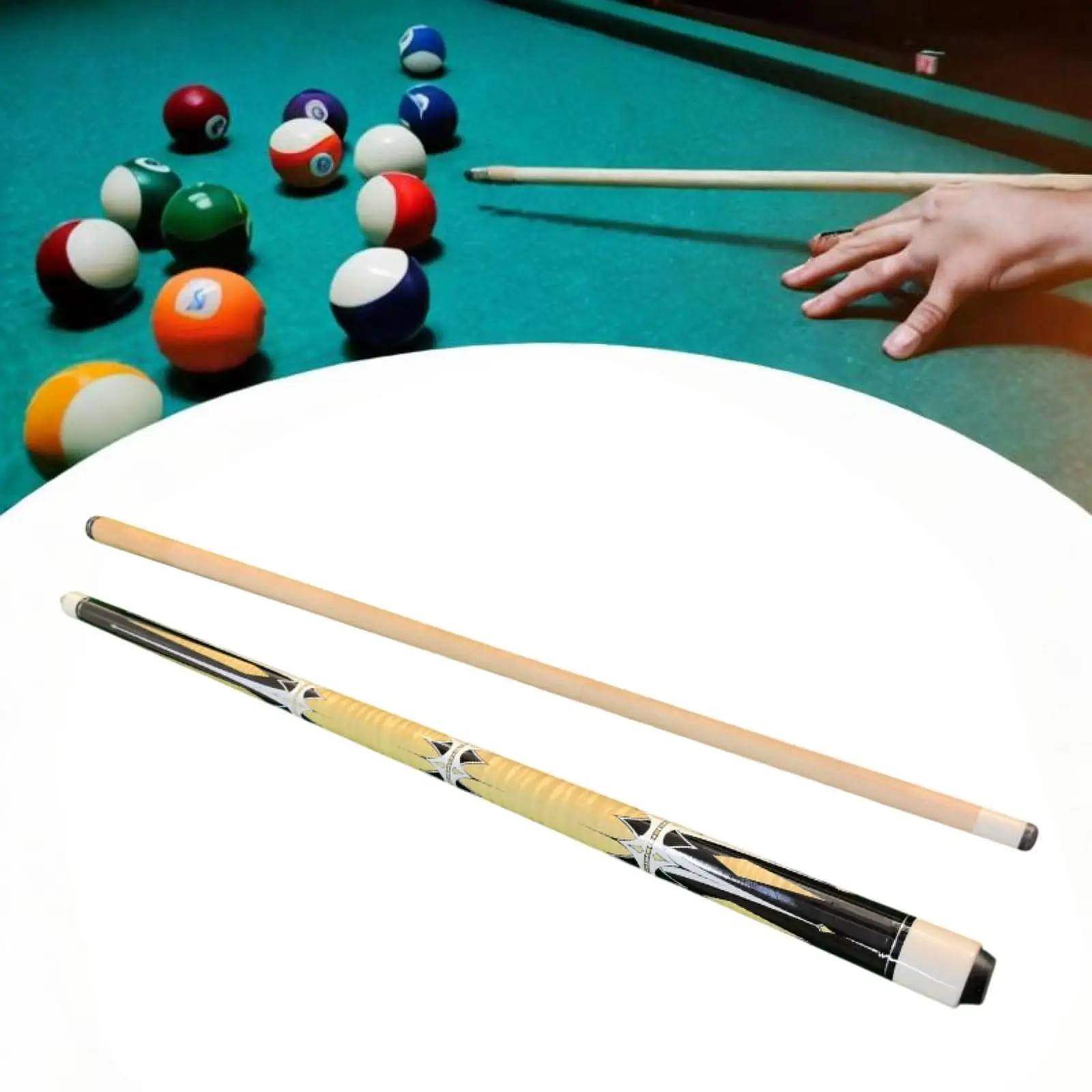 

Billiard Cue Two-piece Pool Stick 145cm Wood Cue Tip 13mm Accessories for Adult Billiards and Game Rooms