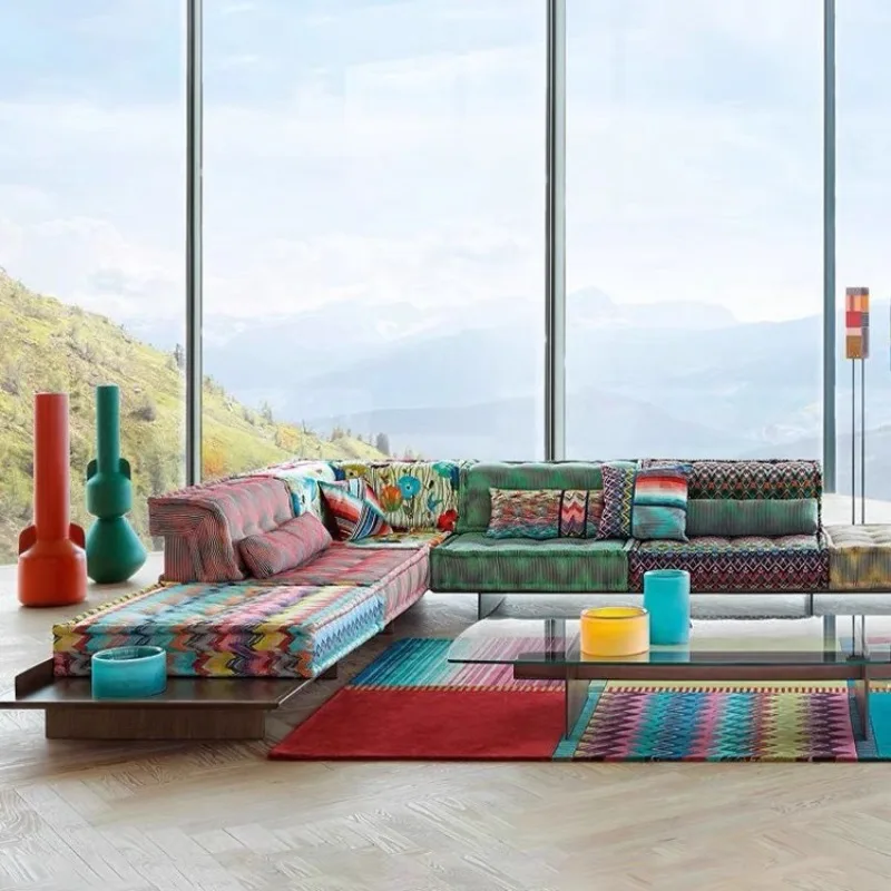 

Color mahjong sofa multi-combination villa living room French homestay large apartment, sofa