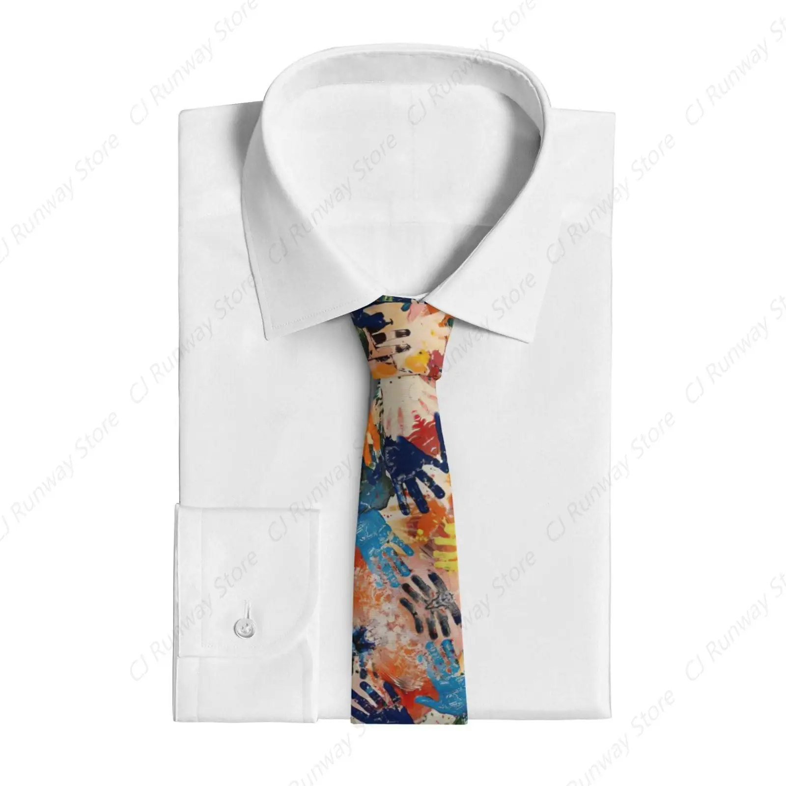 Kids Hand Print Print Men'S Tie Great Weddings, Groom, Groomsmen, Missions, Dances, Gifts.