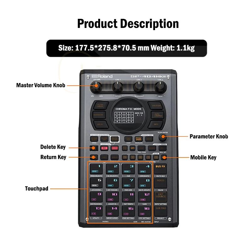 Roland SP-404 MKII Creative Sampler and Effector with 16GB Internal Storage and 160 Samples Per Project Black SP 404 MkII