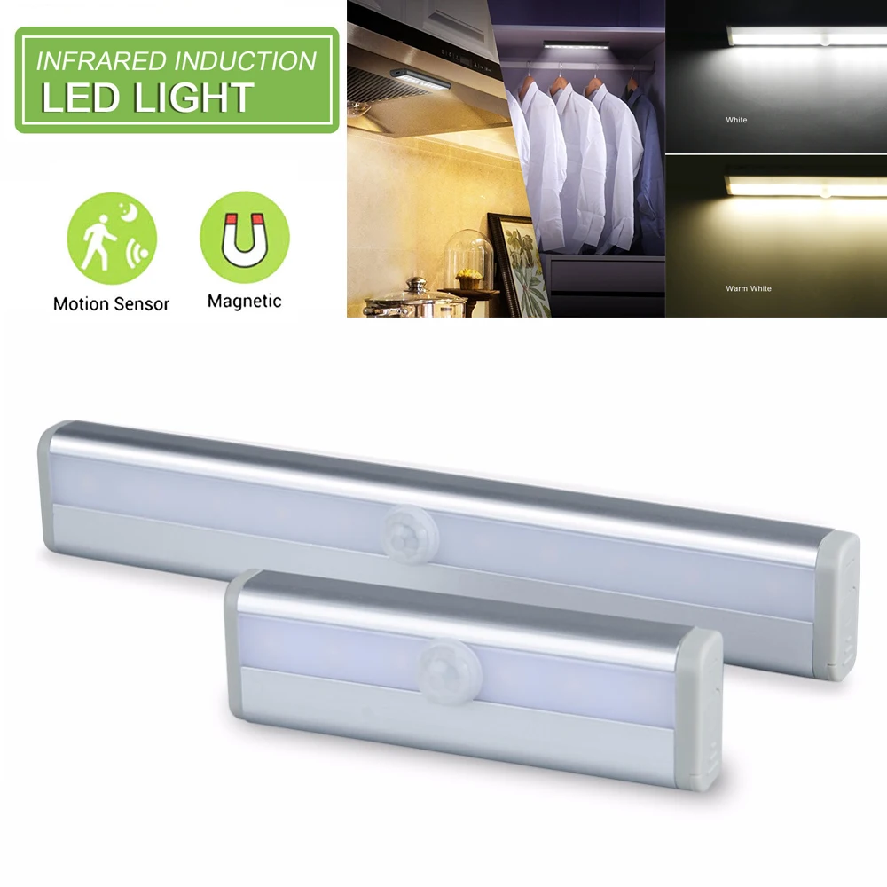 PIR LED Motion Sensor Light Cupboard Wardrobe Bed Lamp LED Under Cabinet Night Light For Closet Stairs Kitchen