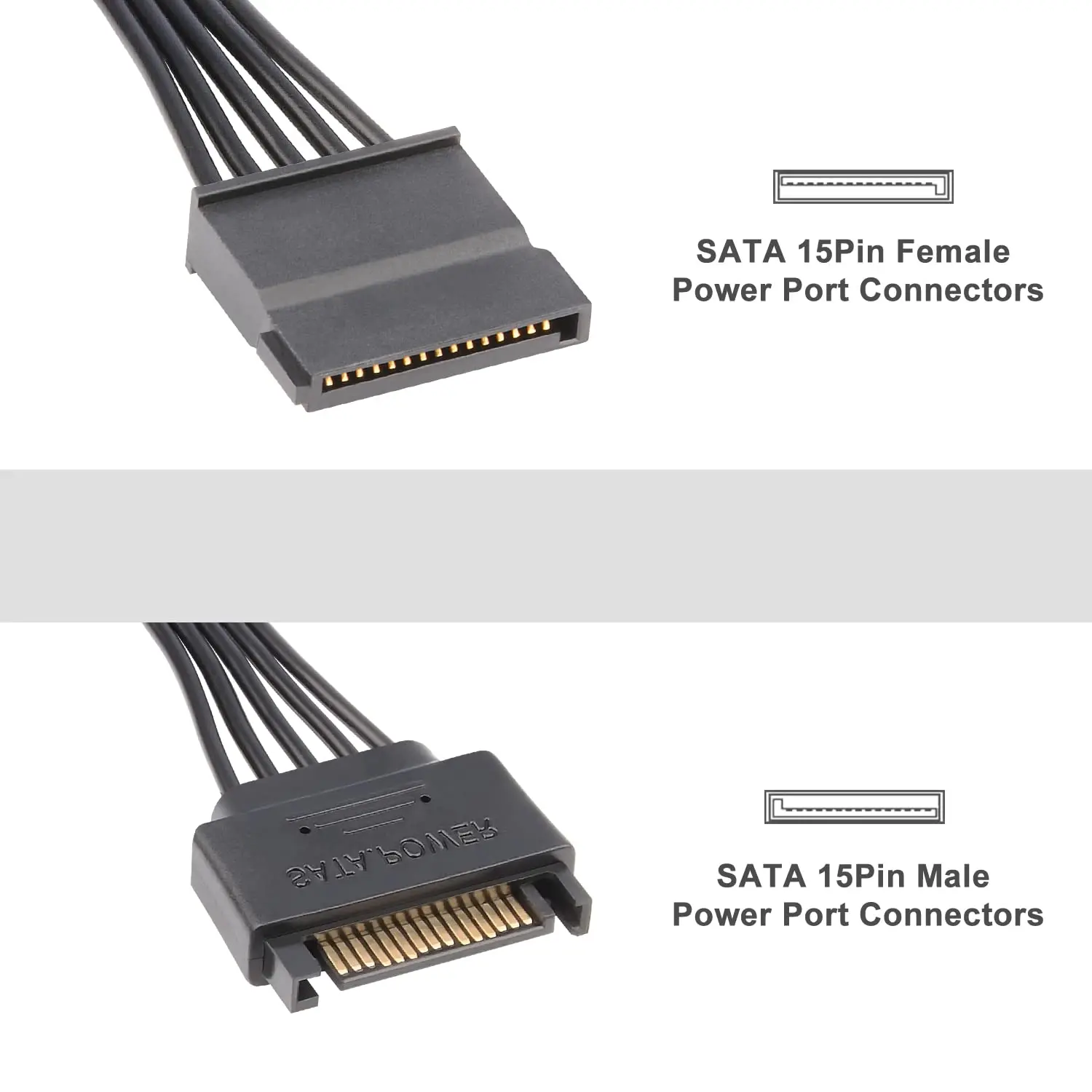 15-pinowe rozszerzenie mocy SATA kabel Sata kabel Adapter męskiego do siła żeńska dla seryjnych dysków SSD CD ROM