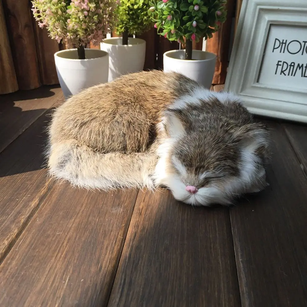 Realistisch Simulatie Kattenspeeltje Mini Levensecht Pluche Kattenspeeltje Bont Dierenminiaturen Pluche Slapende Katten Verjaardag