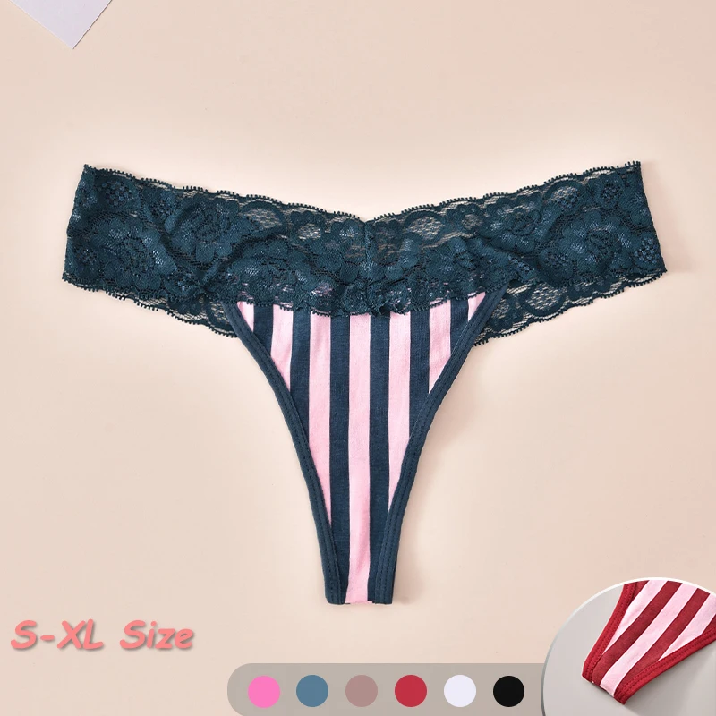 

Cotton Lace Sexy Women's Underwear Summer Breathable Thong Low Waisted Lingerie Solid Color Fashion Soft Tangas Casual Panties