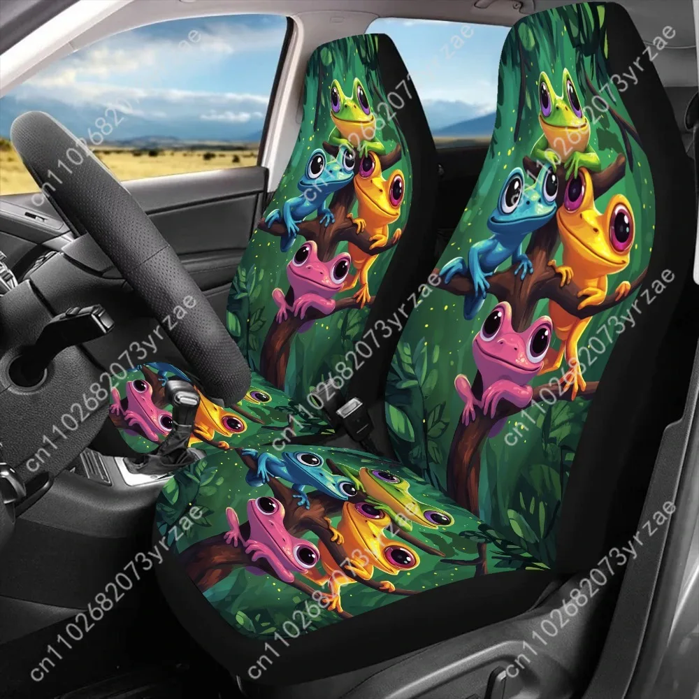 

Colorful Frogs Car Seat Covers Universal Environmentally Friendly Interior Decorations Comfortable Breathable Car Seat Covers