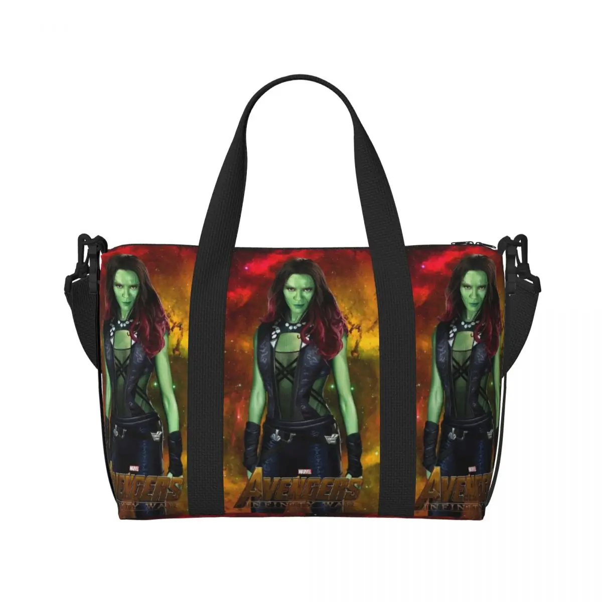 Custom Gamora Wallpaper Beach Tote Bag for Women Guardians of the Galaxy Large Compartment Beach Gym Travel Bags