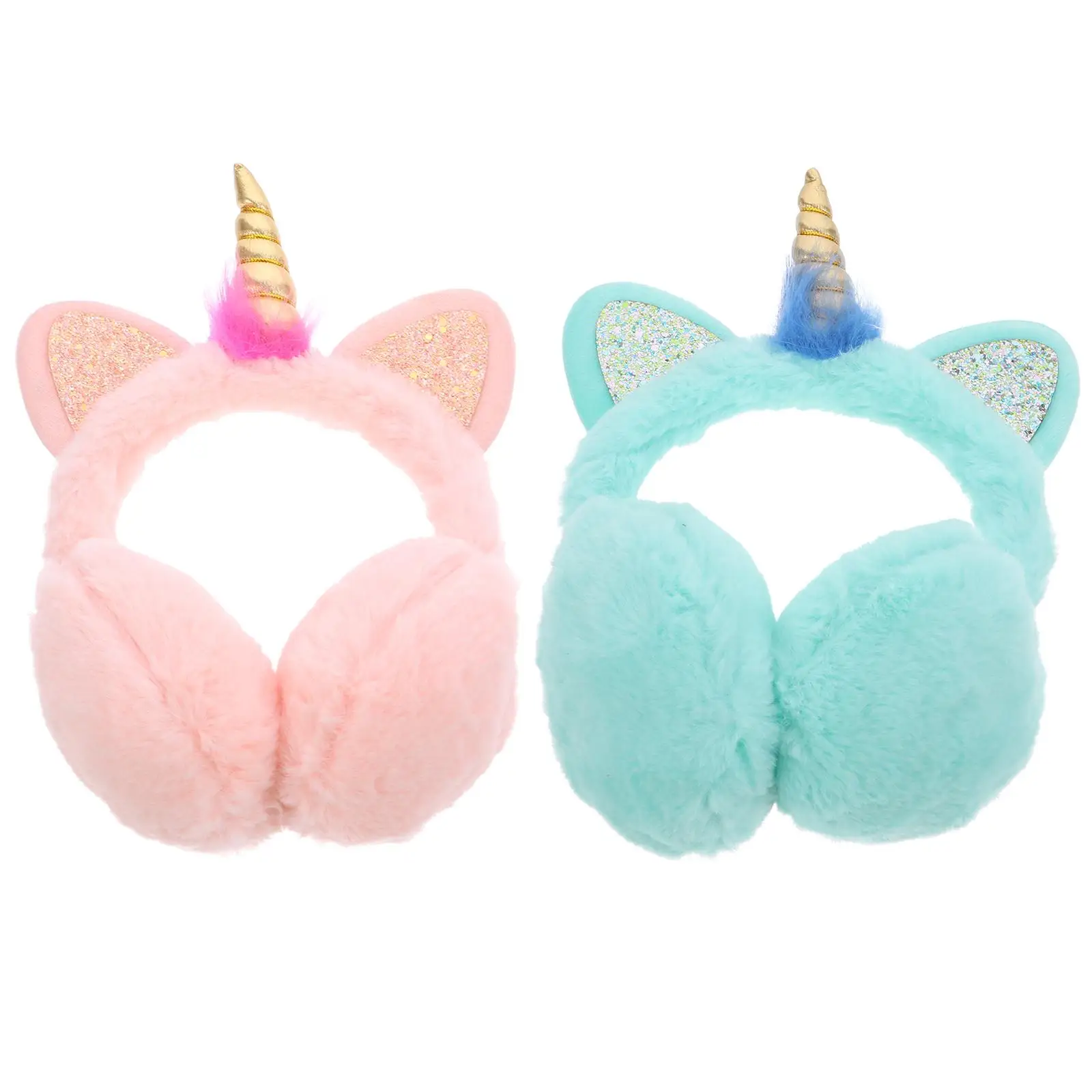 2 Pcs Plush for Kids Girls Furry Cartoon Ear Warmers Protect from Freezing Soft Comfortable Skin Friendly