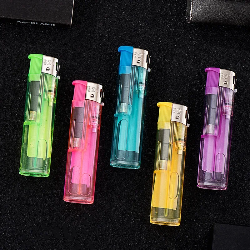 Classic Transparent Electronic Open Flame Disposable Plastic Lighter Home Supermarket Store Wholesale Men's Cigarette Lighter view 3
