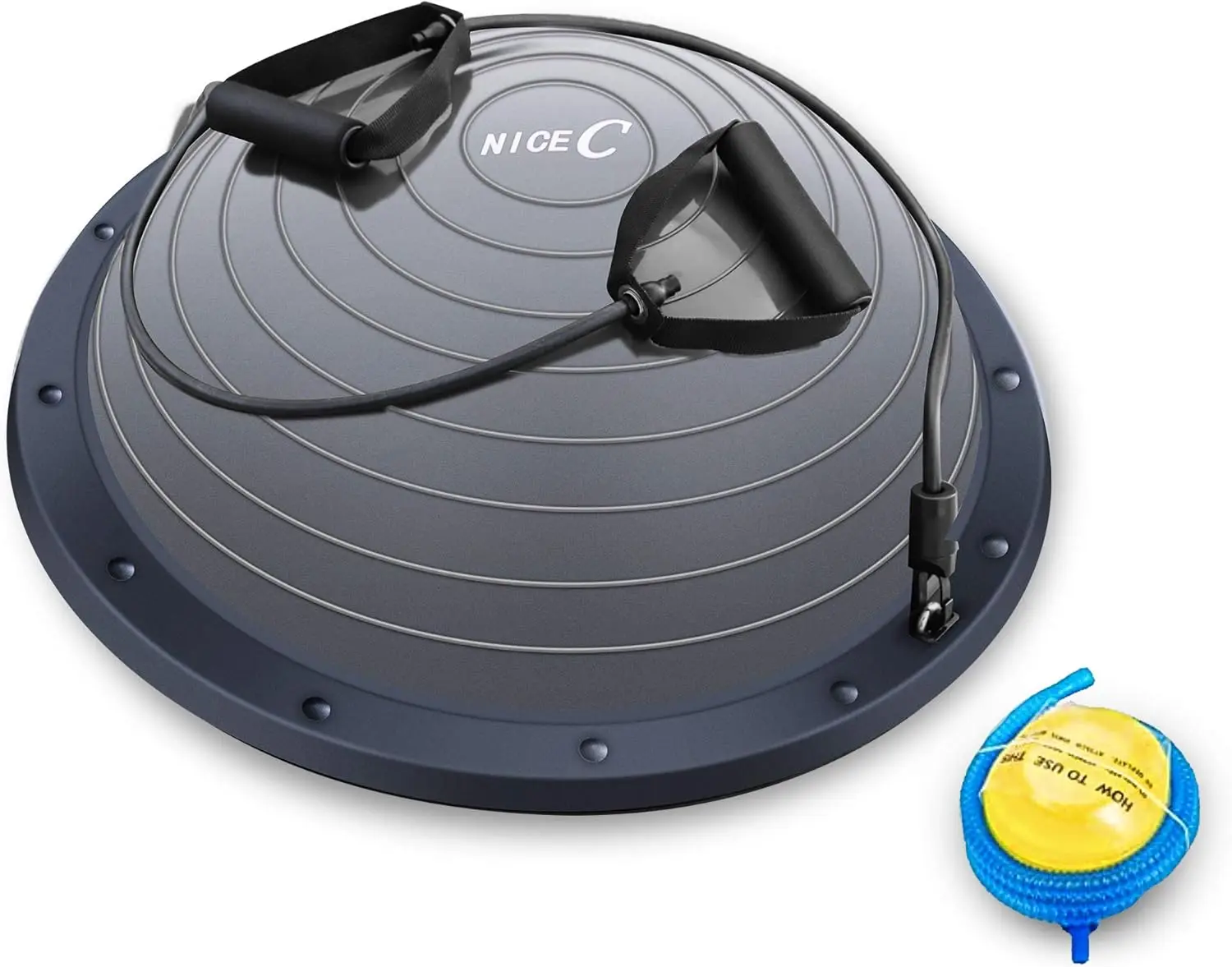 

Home balance ball, hemisphere, exercise trainer, with resistance band, strength fitness yoga, with additional foot pump