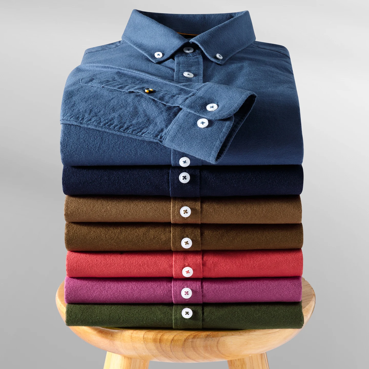 100%cotton brushed long sleeve shirts for men slim fit casual plain shirt solid color Fashion korean popular tops red clothes