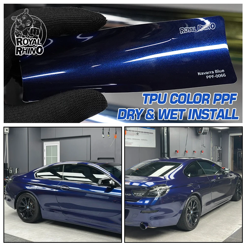 Gloss Metallic Blue TPU Color PPF Paint Protection Film Car Wrap Anti-Scratch Self Healing Hydrophobic Wet Install