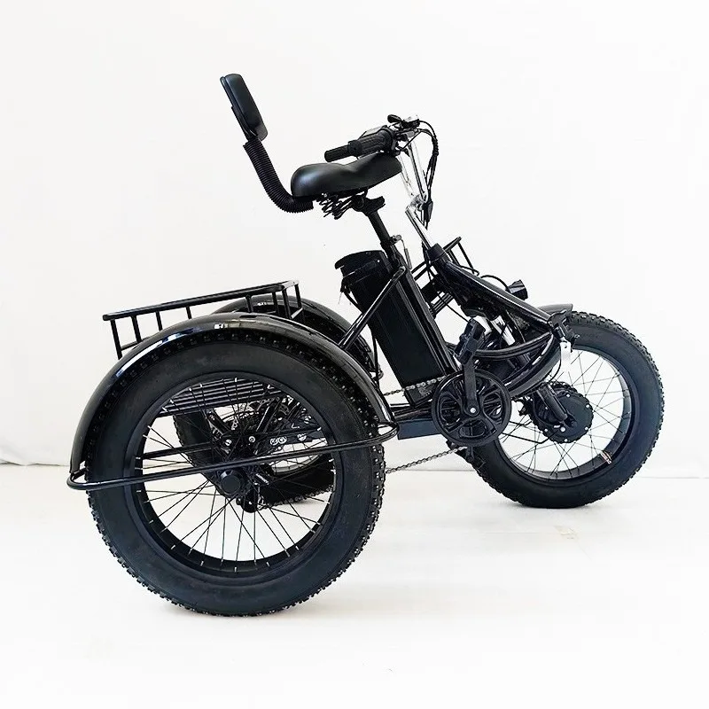 20 Inch Fat Tire Lithium Electric Tricycle Pedal Assist Snow Tire Disc Brake Vehicle For Outdoor Leisure Daily Travel