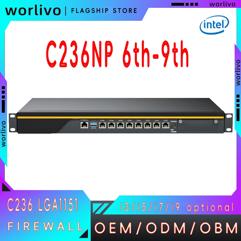 Firewall per montaggio su rack 1U 8Lan Router di gestione della rete per uso aziendale Lga 1151 Lga1151 C236 6Th-9Th Gen Core I5 I7 Xeon CPU desktop