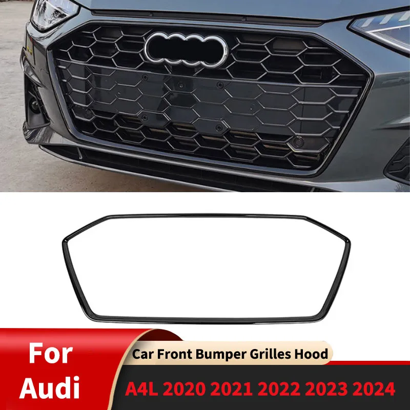 

For Audi A4L 2020-2024 Car Front Bumper Grilles Hood Fog Lamp Strip Cover Trim Splitter Air Vent Cover Accessories Parts Tuning