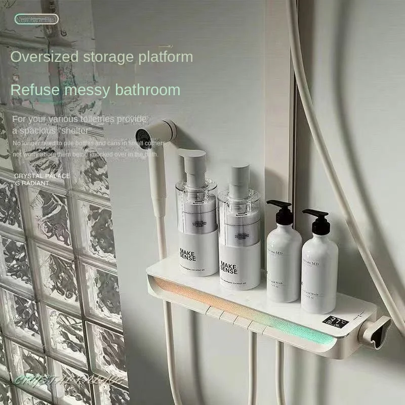 Новинка 2025 года, набор насадок для душа/интеллектуальный цифровой дисплей, красочная атмосфера, свет, корпус, медный материал, повышающая насадка для душа