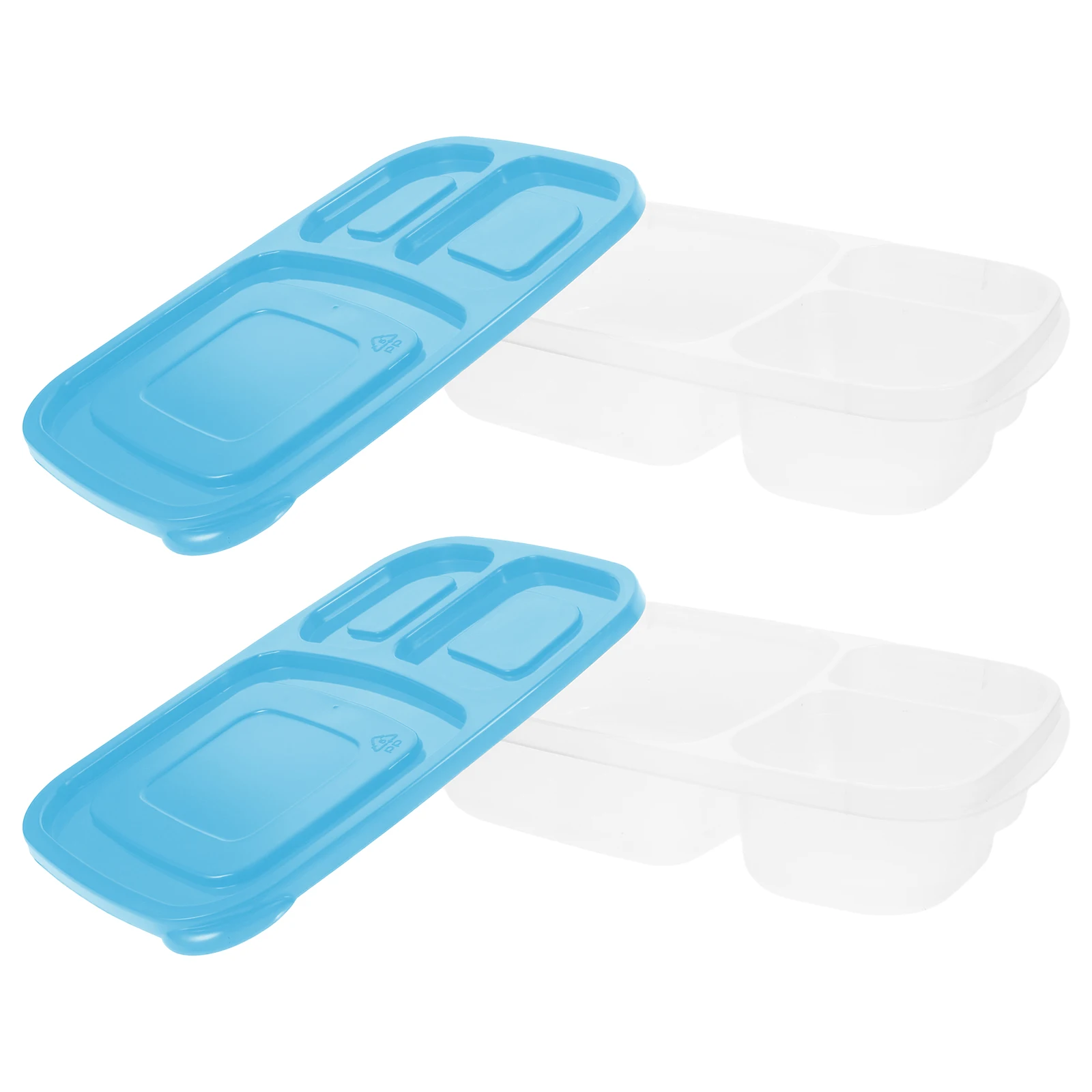 

2pcs Divided Lunch Box Plastic Rectangle Compartment Containers for Students Kids Portable Meal Prep Safe