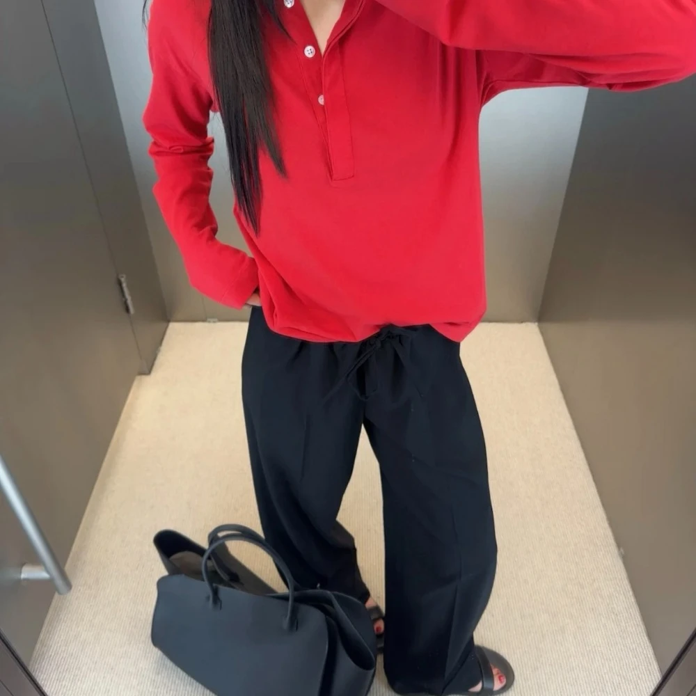 Imported 100% Ultra-fine Pure Wool Drawstring Waist-hugging Suit Pants Casual Pants