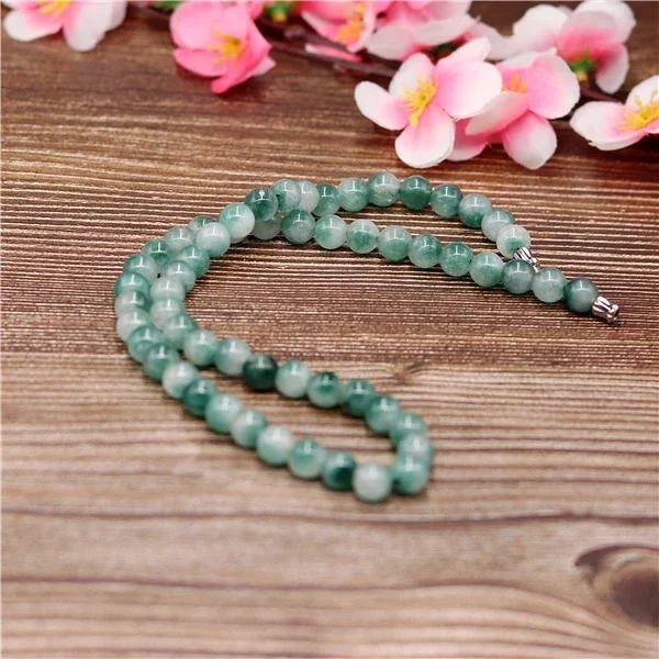Genuine Natural Green 8mm Jade Beads Necklace Jadeite Jewelry Fashion Charm Accessories Lucky Amulet Gifts for Women Her Men