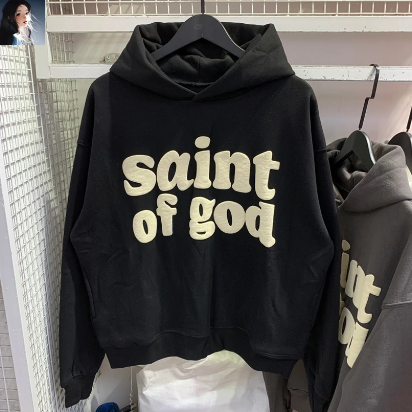 

Puff Saint Of God Logo CPFM Hoodie Men Women Print Tag Saint Michael Sweatshirts Oversize Pullovers Hooded Y2K