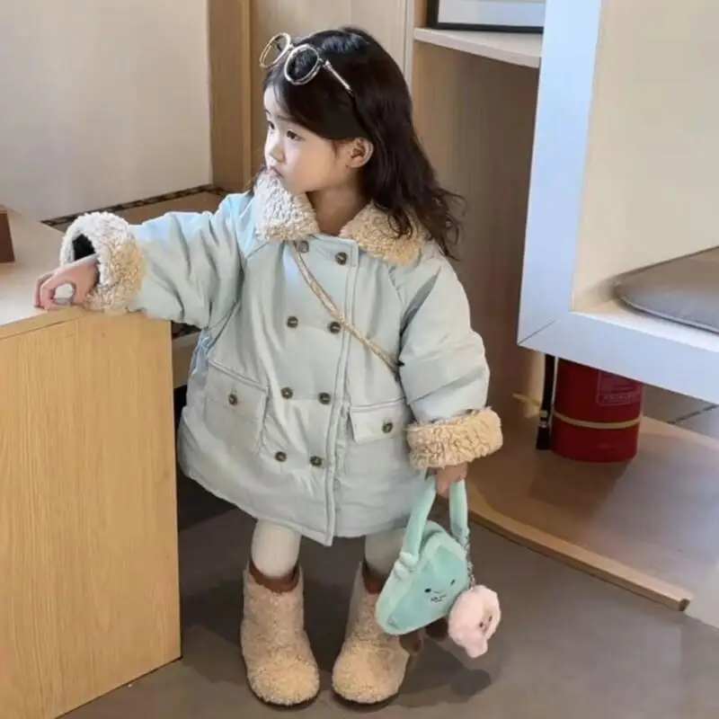 

Kawaii Girl Cotton-Padded Jacket Casual Trend Cartoon Tops Fashion Autumn and Winter Student Korean Version Childrens Clothing