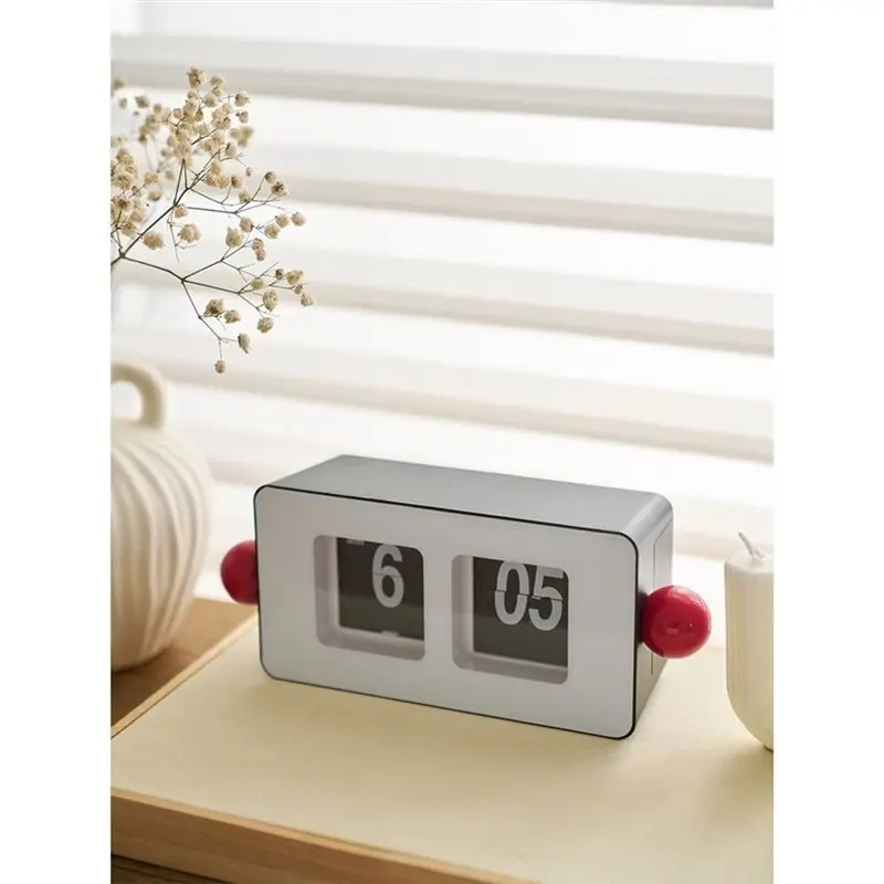 AWAH Automatic Page-Flipping Clock Table For Living Room, Bedroom Desk Decor Retro Minimalist Home Decoration, 1PC
