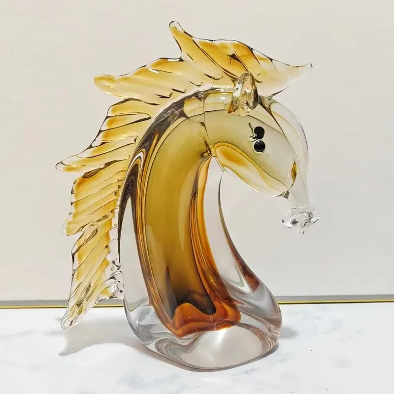 Modern simple abstract glazed horse head coffee table bookcase glass handicrafts desktop decoration ornament soft accessories