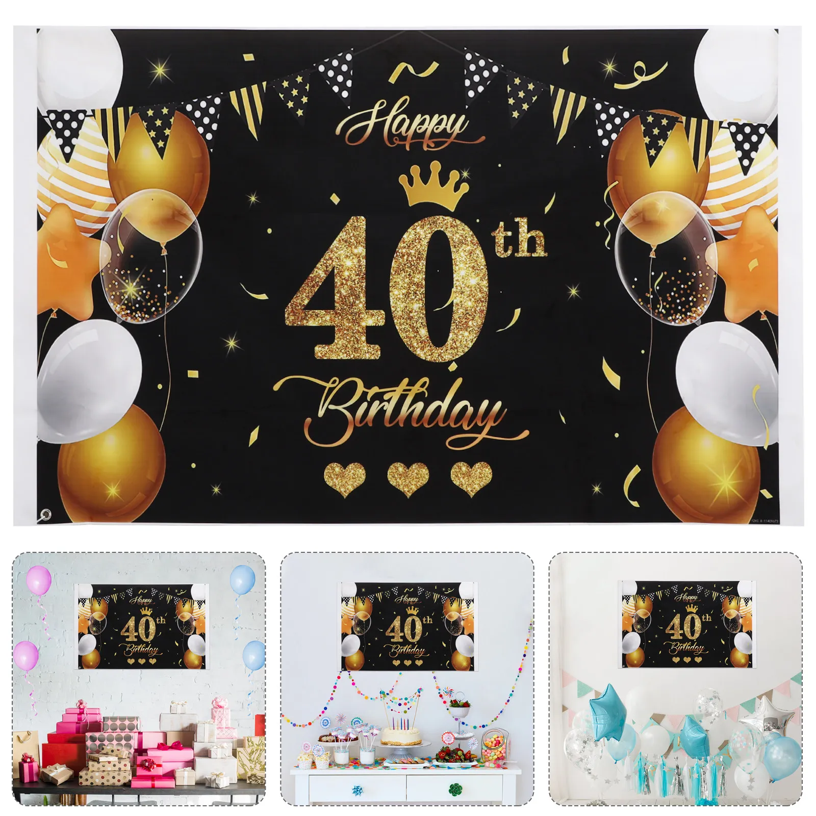 3D Printed Birthday Backdrop Cloth for 40th Anniversary Party, Vivid Saturation Photo Background, Home Decoration