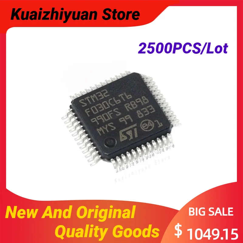 2500PCS/Lot New And Original STM32F030C6T6TR STM32F030C6T STM32F030C6 STM32F030C MCU Chip STM IC LQFP-48 Chipset Quality Goods