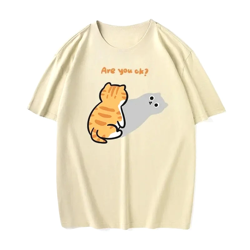 Pet Cat Cartoon Printed Promo Clothes for Women Fashion Trend Short Sleeved Summer Kawaii Casual Cutecore Alternative Clothing