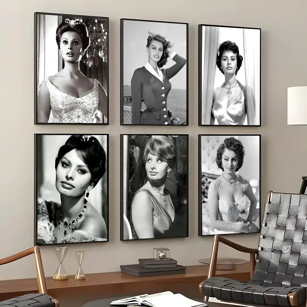 Actor Sophia Loren Poster Self-Adhesive Waterproof Wall Stickers Coffee Bar Home Wall Decor