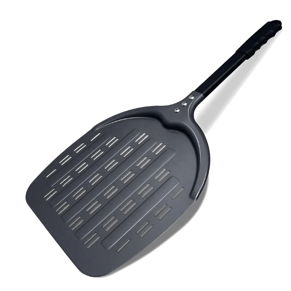 12 Inch Perforated Pizza Peel Professional Aluminum Pizza Paddle Long Handle Non-stick Metal Pizza Spatula