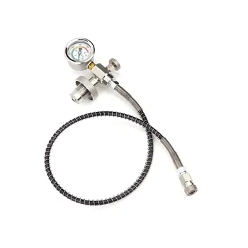 Tauchen Scuba Big Bottle zu Small Bottle Ladeadapter HP Füllstation DIN300 (5/8BSP) Anschluss mit Schlauch und Manometer 400Bar