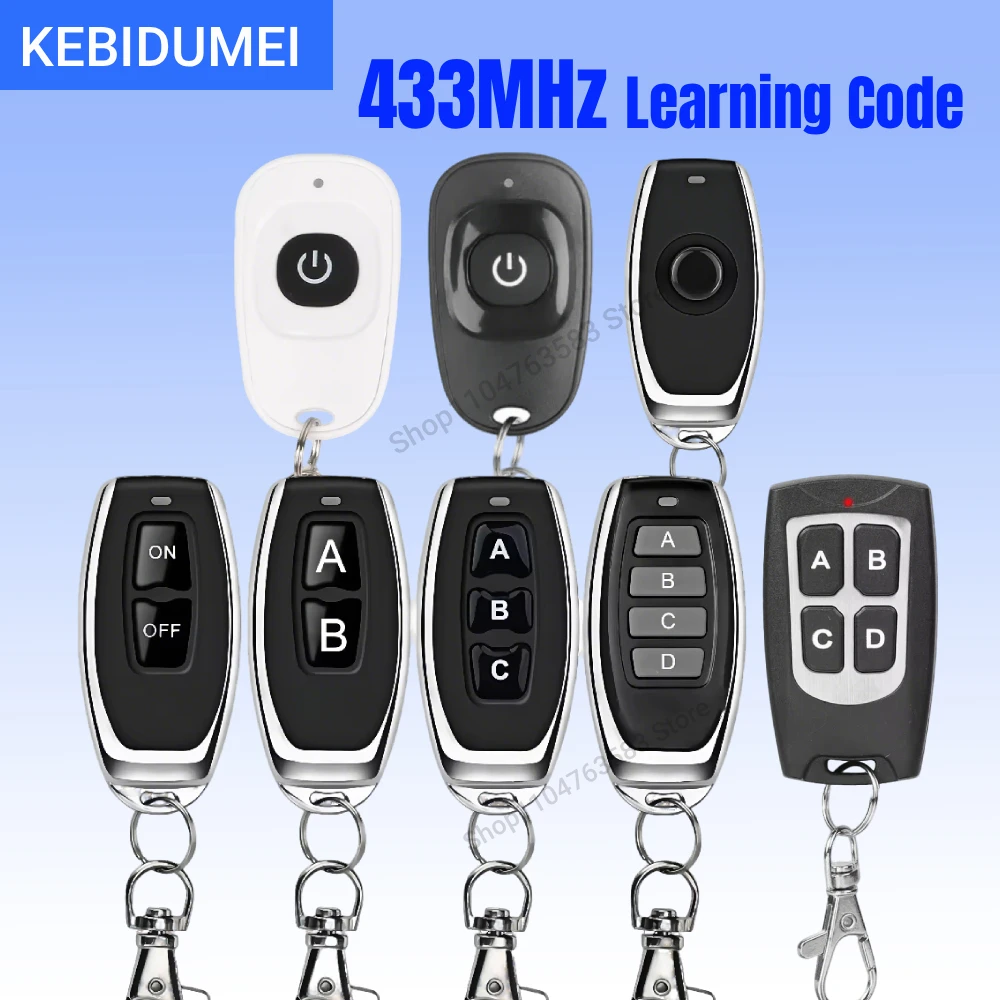 KEBIDUMEI 433MHz Learning Remote Control EV1527 RF Remote Control Smart Home Transmitter For Car Gate Garage Door Alarm Key