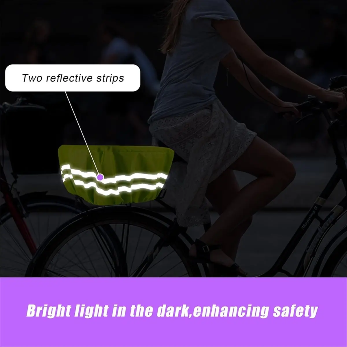 

Bike Basket Cover,Bicycle Baskets Liners,Reflective Waterproof Rain Liner,for Most Baskets