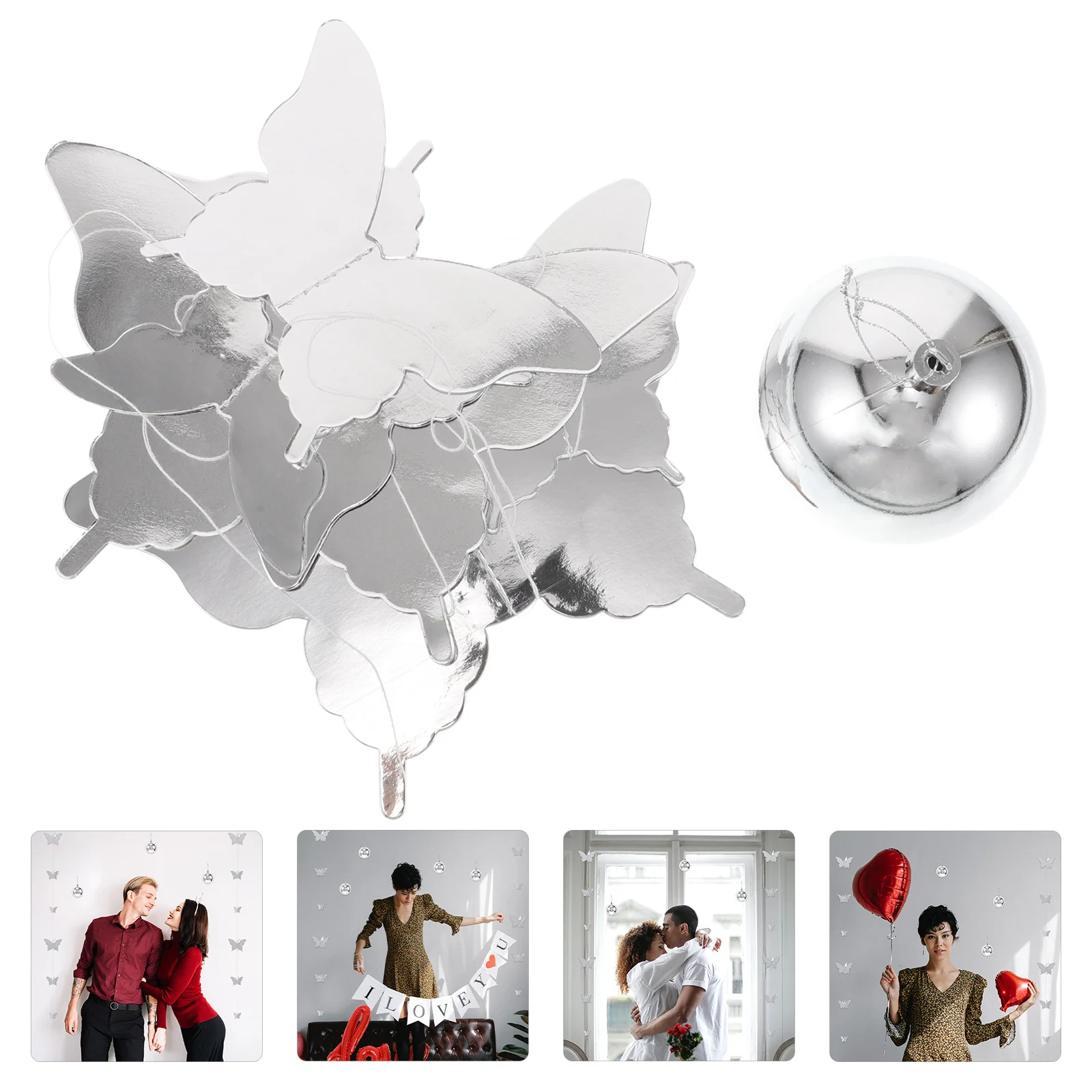 

12Pcs Shiny Butterfly Hanging Decorations Ball Ornaments Ceiling Party Decorations Valentine's Birthday Christmas Butterfly