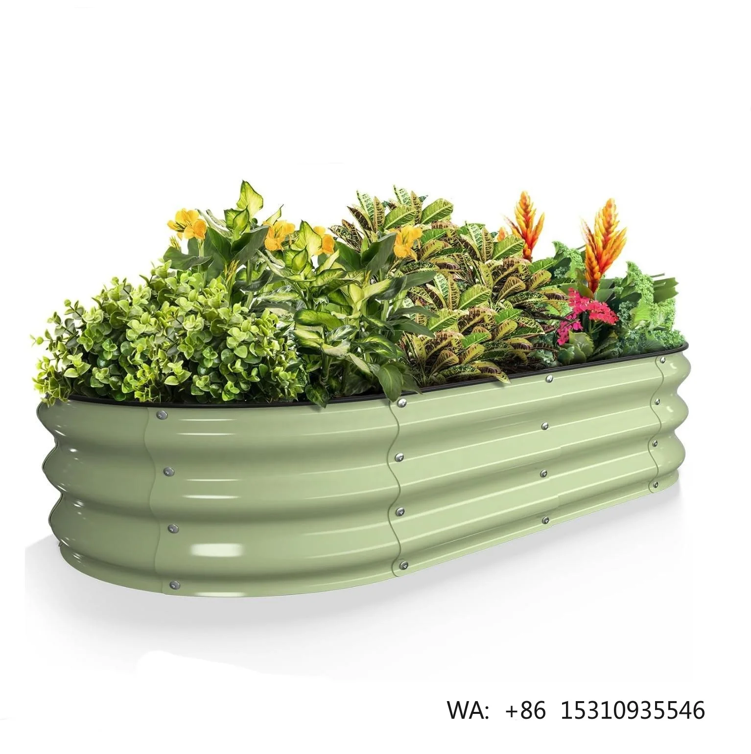 Jocreek Durable Modern Galvanized Metal Raised Garden Bed Planter Box Oval Shape