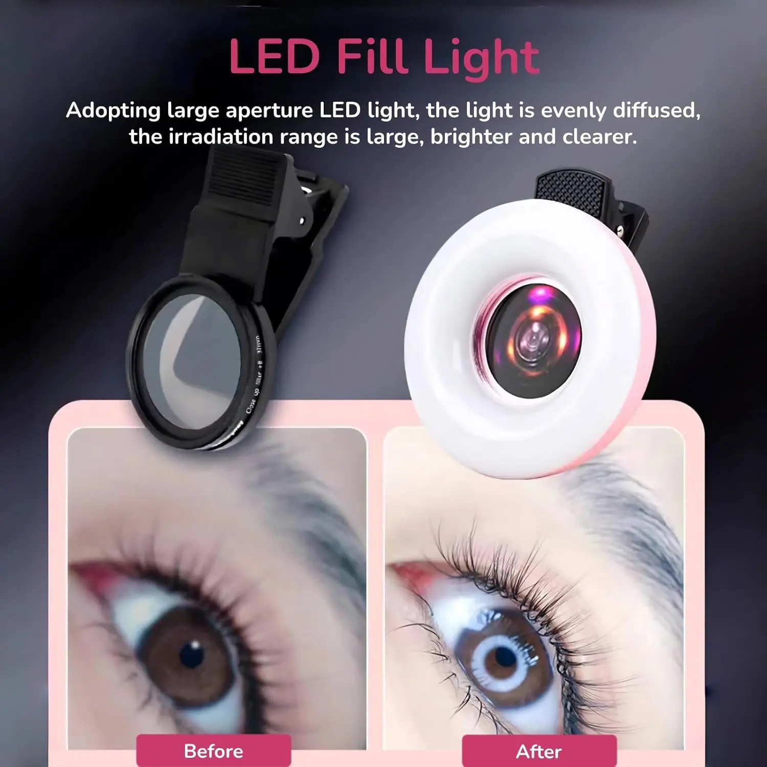 متعددة الأغراض المحمول ملء الضوء المحمولة البسيطة ملء الضوء مع عدسة ماكرو للهاتف كاميرا ويب الكمبيوتر المحمول صور ماكياج صورة شخصية الخفيفة