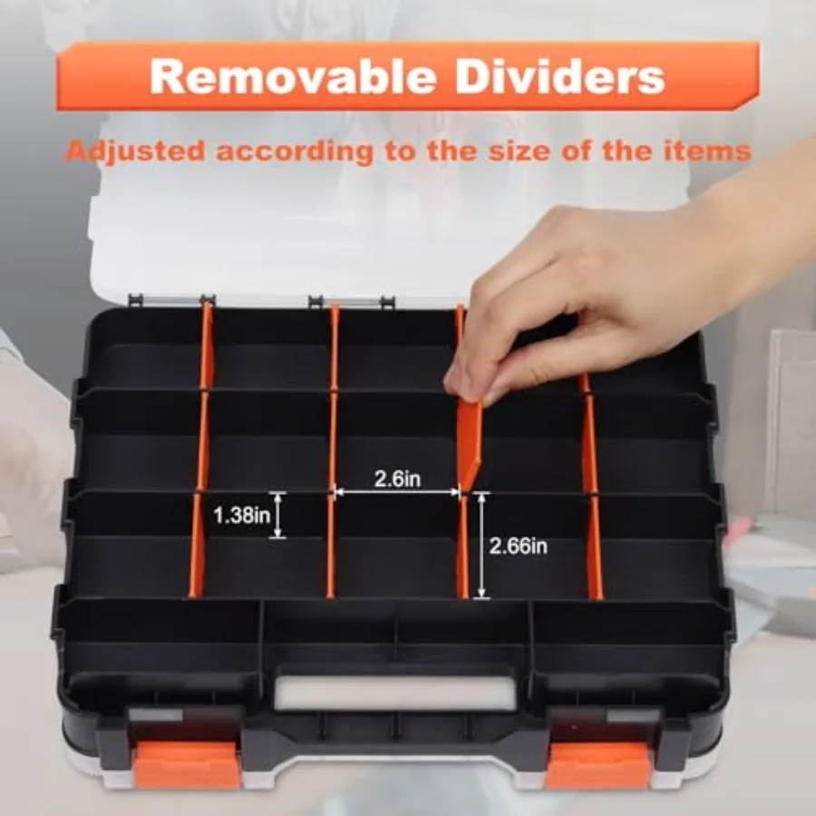 Kleinteiliger Organizer mit 34 Fächern, doppelseitiges Design zur effizienten Aufbewahrung von Hardware, Schrauben, Bolzen, Nägeln, Muttern, Perlen a