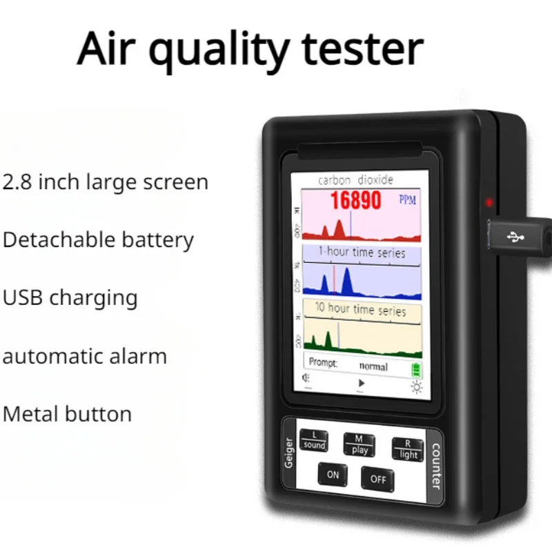 2.8 Inch Large Screen Metal Button Carbon Dioxide Detector Air Quality Tester