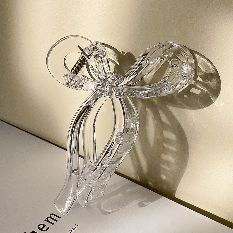 1pc New Jelly colored Bow Grip Clip, Back of Head Disc Hair, Shark Clip Feeling, Simple Large Hairclip Grip Clip image 6