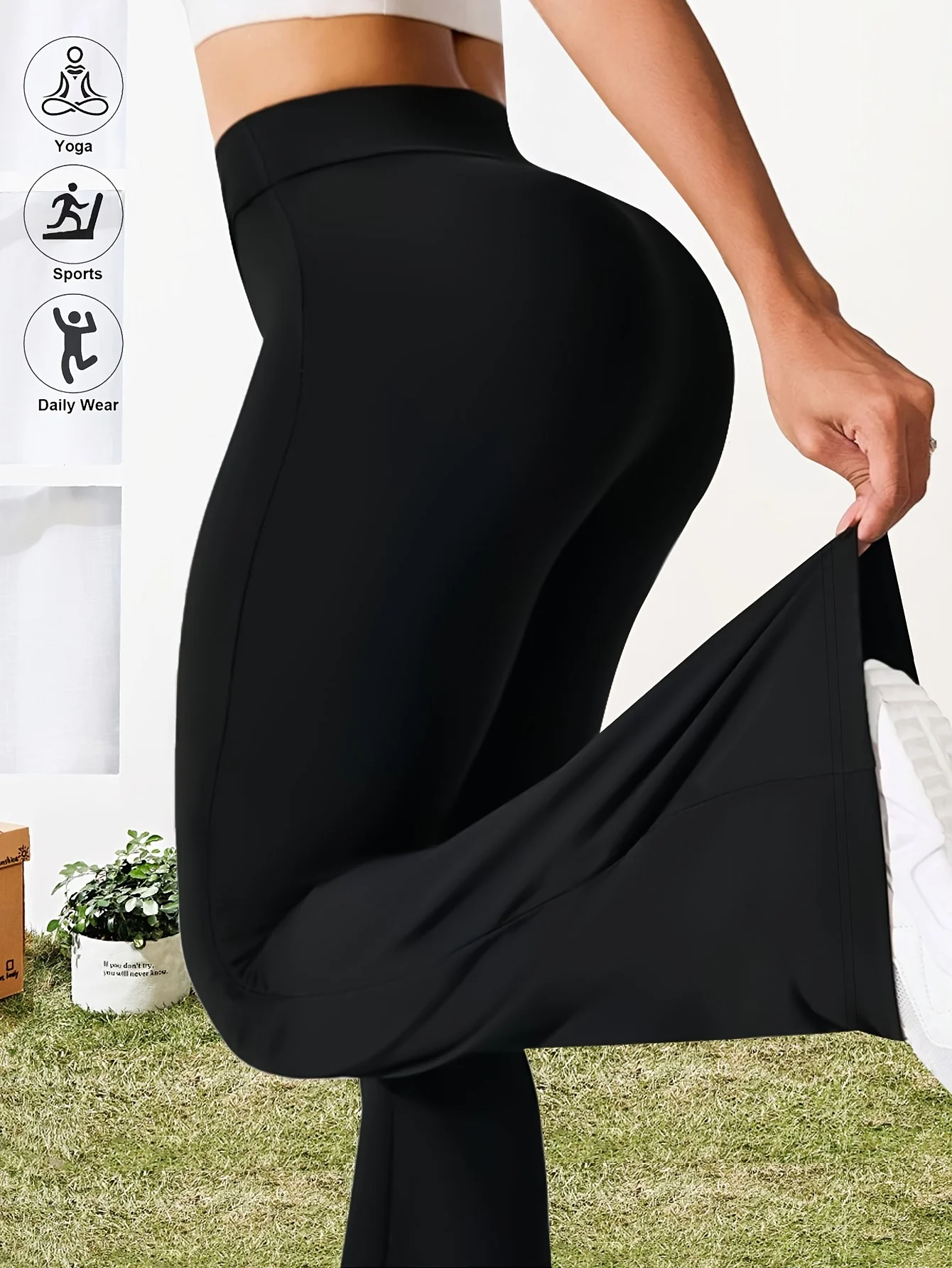 Damen Kick Flare Leggings mit hoher Taille, Bauchkontrolle, Bootcut-Workout, hohe Taille, Schlaghose, Freizeit, 4-Wege-Stretch