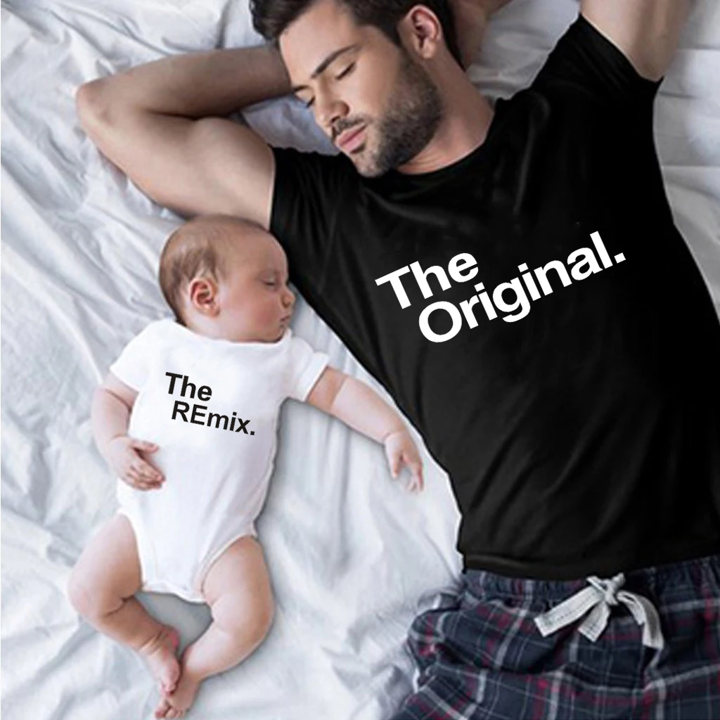 The Original Remix Family Matching Outfits Daddy Mom Kids T-shirt Baby Bodysuit Family Look Father Son Clothes Father's Day Gift